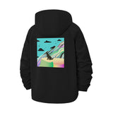 Abstract Mountain Wolf Unisex Full-Zip Printed Waterproof Hooded Windbreaker