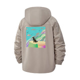 Abstract Mountain Wolf Unisex Full-Zip Printed Waterproof Hooded Windbreaker