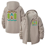 Campfire Wilderness Unisex Full-Zip Printed Waterproof Hooded Windbreaker