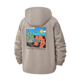 California Beach Bear Unisex Full-Zip Printed Waterproof Hooded Windbreaker