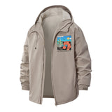 California Beach Bear Unisex Full-Zip Printed Waterproof Hooded Windbreaker