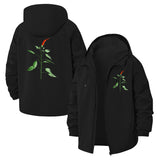 Chili Pepper Plant Unisex Full-Zip Printed Waterproof Hooded Windbreaker