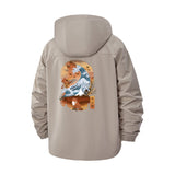 Japanese Wave Art Unisex Full-Zip Printed Waterproof Hooded Windbreaker