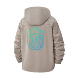 Geometric Mountain Landscape Unisex Full-Zip Printed Waterproof Hooded Windbreaker