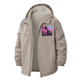Neon Cyberpunk Art Unisex Full-Zip Printed Waterproof Hooded Windbreaker