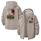 Reflective Park Bench Unisex Full-Zip Printed Waterproof Hooded Windbreaker