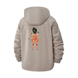 Astronaut Illustration Unisex Full-Zip Printed Waterproof Hooded Windbreaker