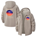 Space Camp Unisex Full-Zip Printed Waterproof Hooded Windbreaker