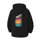Retro Abstract Lines Unisex Full-Zip Printed Waterproof Hooded Windbreaker