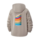 Retro Abstract Lines Unisex Full-Zip Printed Waterproof Hooded Windbreaker