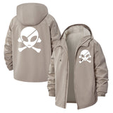 Alien Pirate Skull Unisex Full-Zip Printed Waterproof Hooded Windbreaker