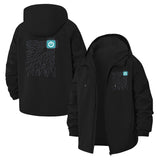Circuit Board Power Symbol Unisex Full-Zip Printed Waterproof Hooded Windbreaker