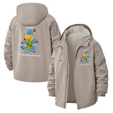 Science Cartoon Unisex Full-Zip Printed Waterproof Hooded Windbreaker