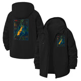 Topographic Map Unisex Full-Zip Printed Waterproof Hooded Windbreaker