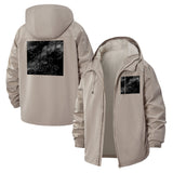 Abstract Smoke Pattern Unisex Full-Zip Printed Waterproof Hooded Windbreaker