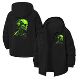 Cybernetic Skull Unisex Full-Zip Printed Waterproof Hooded Windbreaker