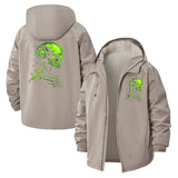 Cybernetic Skull Unisex Full-Zip Printed Waterproof Hooded Windbreaker
