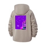 Neon Cityscape Unisex Full-Zip Printed Waterproof Hooded Windbreaker