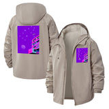 Neon Cityscape Unisex Full-Zip Printed Waterproof Hooded Windbreaker