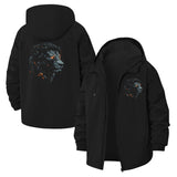 Futuristic Lion Unisex Full-Zip Printed Waterproof Hooded Windbreaker