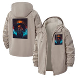 Futuristic Astronaut Unisex Full-Zip Printed Waterproof Hooded Windbreaker