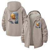 Astronaut and Mouse Unisex Full-Zip Printed Waterproof Hooded Windbreaker