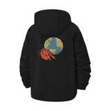 Earth and Hermit Crab Unisex Full-Zip Printed Waterproof Hooded Windbreaker