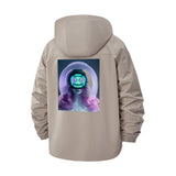 Futuristic Robot Portrait Unisex Full-Zip Printed Waterproof Hooded Windbreaker