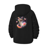 Space Cat and Donuts Unisex Full-Zip Printed Waterproof Hooded Windbreaker