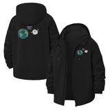 Trust Fall Earth and Moon Unisex Full-Zip Printed Waterproof Hooded Windbreaker