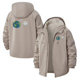 Trust Fall Earth and Moon Unisex Full-Zip Printed Waterproof Hooded Windbreaker