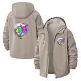 Glitch Astronaut Unisex Full-Zip Printed Waterproof Hooded Windbreaker