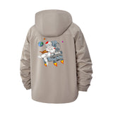 Astronaut Space Adventure Unisex Full-Zip Printed Waterproof Hooded Windbreaker