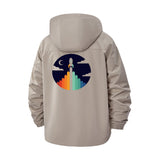 Retro Rocket Launch Unisex Full-Zip Printed Waterproof Hooded Windbreaker