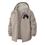 Retro Rocket Launch Unisex Full-Zip Printed Waterproof Hooded Windbreaker