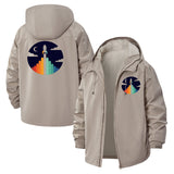 Retro Rocket Launch Unisex Full-Zip Printed Waterproof Hooded Windbreaker