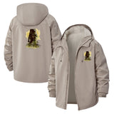 Steampunk Owl Unisex Full-Zip Printed Waterproof Hooded Windbreaker