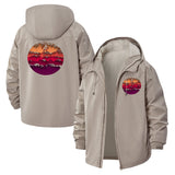 Sunset Mountain Landscape Unisex Full-Zip Printed Waterproof Hooded Windbreaker