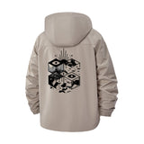 Abstract Geometric Cube Unisex Full-Zip Printed Waterproof Hooded Windbreaker