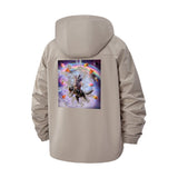 Surreal Cosmic Cat Unisex Full-Zip Printed Waterproof Hooded Windbreaker