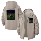 Astronaut on Lunar Landscape Unisex Full-Zip Printed Waterproof Hooded Windbreaker