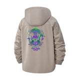 Neon Gothic Skull Unisex Full-Zip Printed Waterproof Hooded Windbreaker