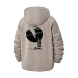 Astronaut Painting Moon Unisex Full-Zip Printed Waterproof Hooded Windbreaker