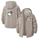 Surreal Moon Balloon Unisex Full-Zip Printed Waterproof Hooded Windbreaker
