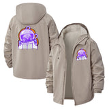 Astronaut Cat Unisex Full-Zip Printed Waterproof Hooded Windbreaker