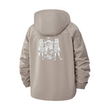 Regal Throne Motif Unisex Full-Zip Printed Waterproof Hooded Windbreaker