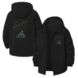 Mountain and Star Constellation Unisex Full-Zip Printed Waterproof Hooded Windbreaker