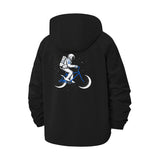 Astronaut Cycling Moon Unisex Full-Zip Printed Waterproof Hooded Windbreaker