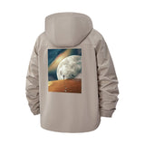 Surreal Moon Desert Unisex Full-Zip Printed Waterproof Hooded Windbreaker