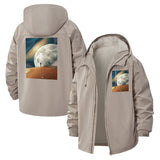 Surreal Moon Desert Unisex Full-Zip Printed Waterproof Hooded Windbreaker